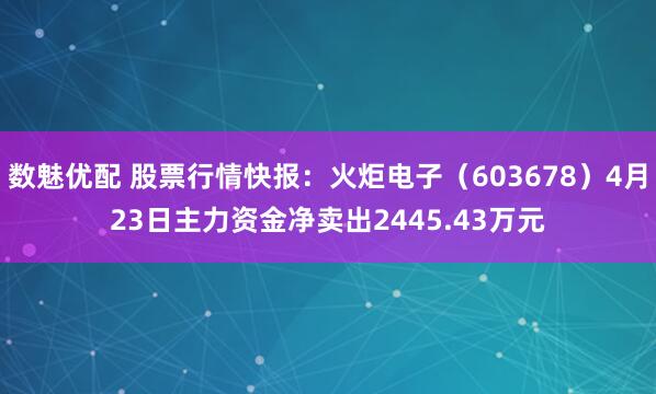 数魅优配 股票行情快报：火炬电子（603678）4月23日主力资金净卖出2445.43万元