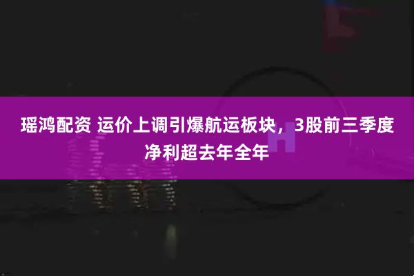 瑶鸿配资 运价上调引爆航运板块，3股前三季度净利超去年全年