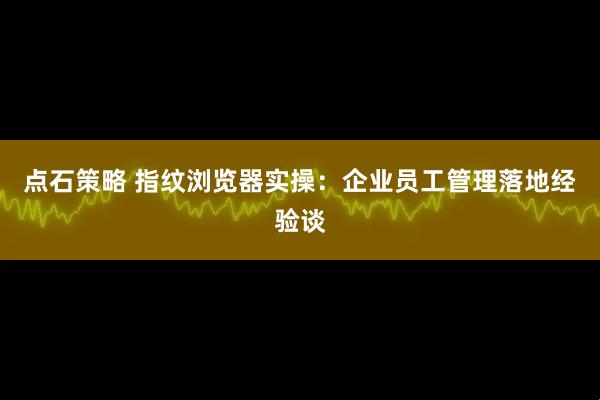点石策略 指纹浏览器实操：企业员工管理落地经验谈